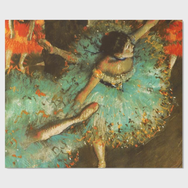 Papel De Regalo Ballerina Dance Green Dancer Edger Degas Painting (Superficie plana)
