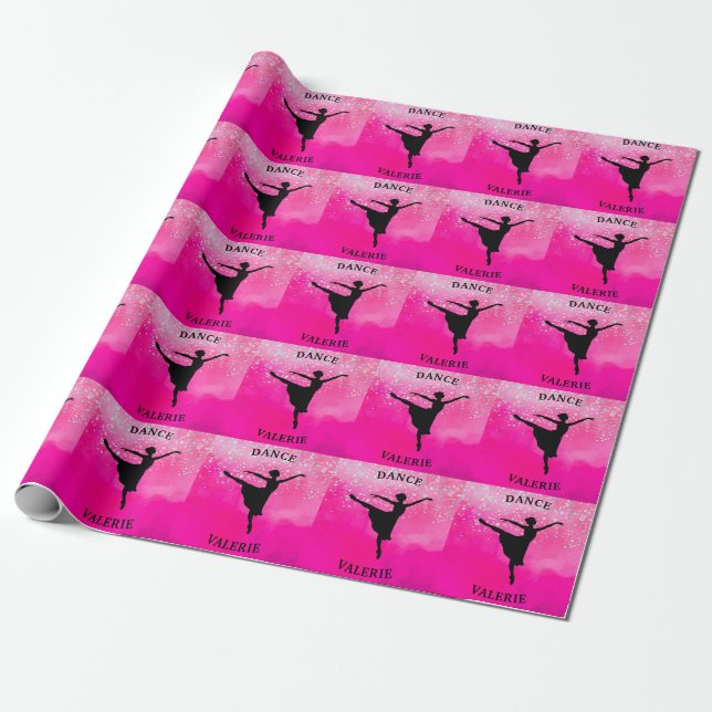 Papel De Regalo Ballerina Dance Pink Ombre Sparkle (Desenrollado)