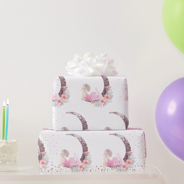 Papel De Regalo Ballerina Moon Pastel Purpurina Rosa (Regalos de fiesta)