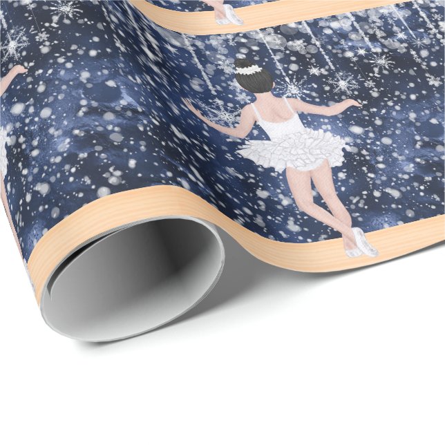 Papel De Regalo Ballerina Waltz del Ballet de Snowflakes en invier (Esquina del rollo)