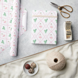Papel De Regalo Ballerinas de color rosa y verde para Navidades