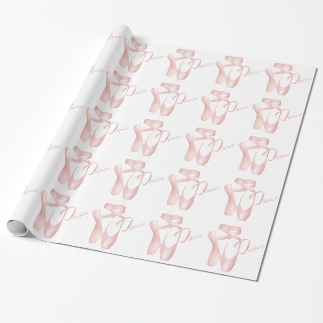 Papel De Regalo Ballet Ballerina Dance Pointe Shoes GW rosa (Desenrollado)