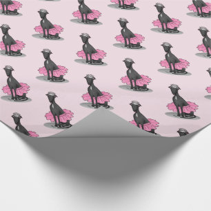 Papel De Regalo Ballet Ballerina Princess Greyhound Dog (negro)