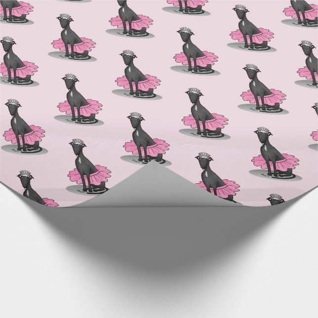 Papel De Regalo Ballet Ballerina Princess Greyhound Dog (negro) (Esquina)