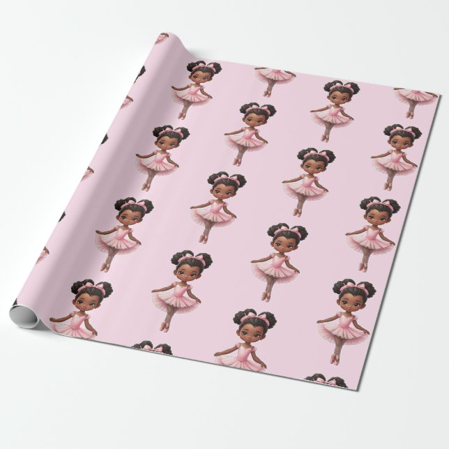 Papel De Regalo Ballet Chica Rosa (Desenrollado)