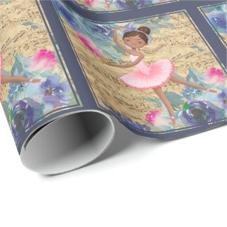 Papel De Regalo Ballet Hoja Floral Música Ballerina Tutu Rosa