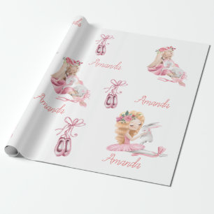 Papel De Regalo Ballet infantil personalizado Ballerina Unicorn Bu