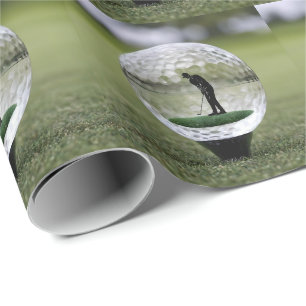 Papel De Regalo Balneario De Golf De Vidrio Con Jugador De Golf En