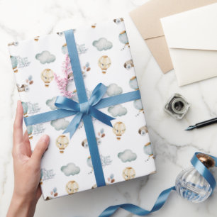 Papel De Regalo Balón acuático azul de aire caliente Mr. ONEMaravi