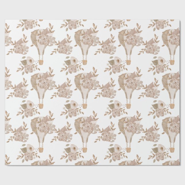 Papel De Regalo Balón de aire caliente dulce floral (Costura)