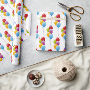Papel De Regalo Balón de cumpleaños con Fiesta Confetti