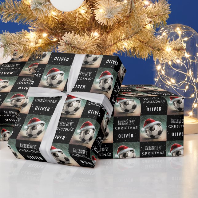 Papel De Regalo Balón de fútbol con Navidades divertidos de Santa  (Vacaciones)