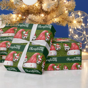 Papel De Regalo Balón de fútbol con Santa Hat