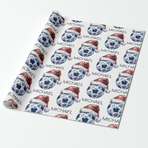 Papel De Regalo Balón de fútbol de Navidad Feliz Personalizado San