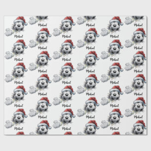 Papel De Regalo Balón de fútbol de Navidad personalizado Santa
