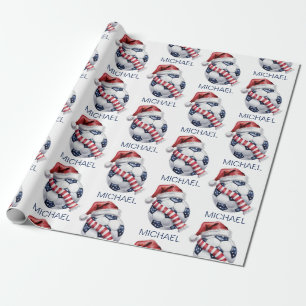 Papel De Regalo Balón de fútbol de Navidad personalizado Santa    