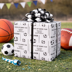 Papel De Regalo Balón de Fútbol Deportes Cumpleaños de Niños Fiest