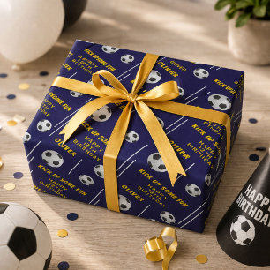 Papel De Regalo Balón de Fútbol Deportes Cumpleaños de Niños Fiest