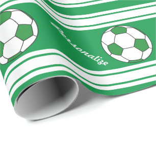 Papel De Regalo Balón de fútbol rayado verde