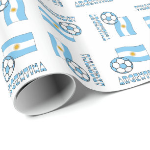 Papel De Regalo Balón de fútbol y bandera argentina