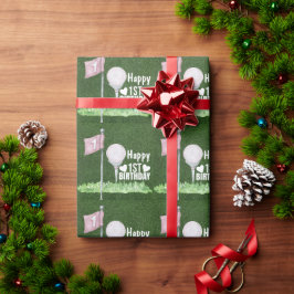 Papel De Regalo Balón de golf 1º cumpleaños con bola y bandera en 