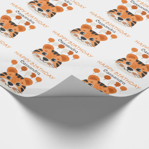 Papel De Regalo Balón de la cara del tigre mate niños cumpleaños