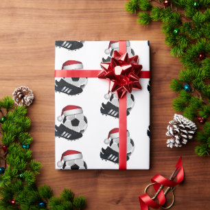 Papel De Regalo Balón y zapato de fútbol de Navidad