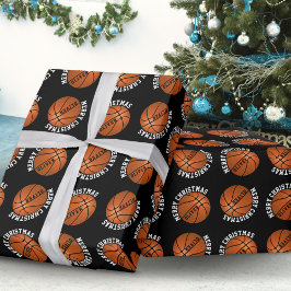 Papel De Regalo Baloncesto Bolas Niños Nombran Navidades Negros