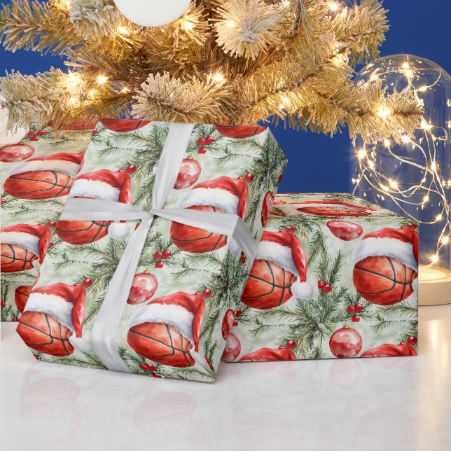 Papel De Regalo Baloncesto con Navidades Santa hat Antecedentes (Vacaciones)