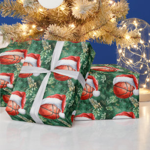 Papel De Regalo Baloncesto con Navidades Santa hat Antecedentes