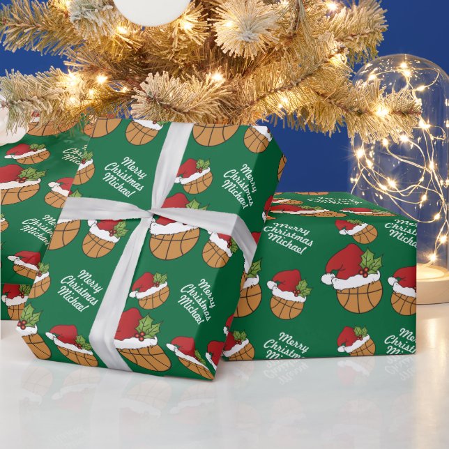 Papel De Regalo Baloncesto con Santa Hat (Vacaciones)