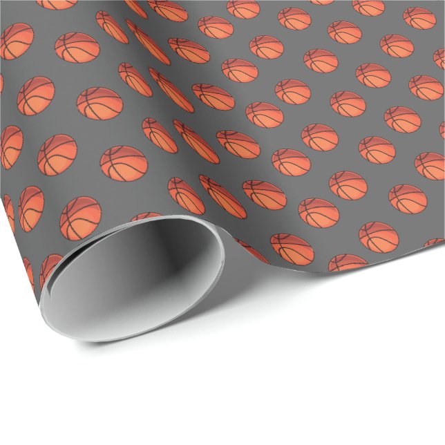 Papel De Regalo Baloncesto en gris oscuro (Esquina del rollo)