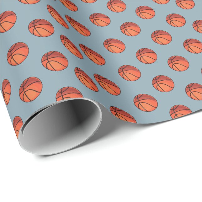 Papel De Regalo Baloncesto en Light Stone Blue (Esquina del rollo)