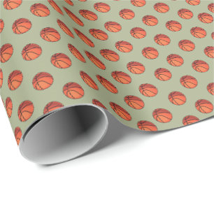 Papel De Regalo Baloncesto en verde oliva claro