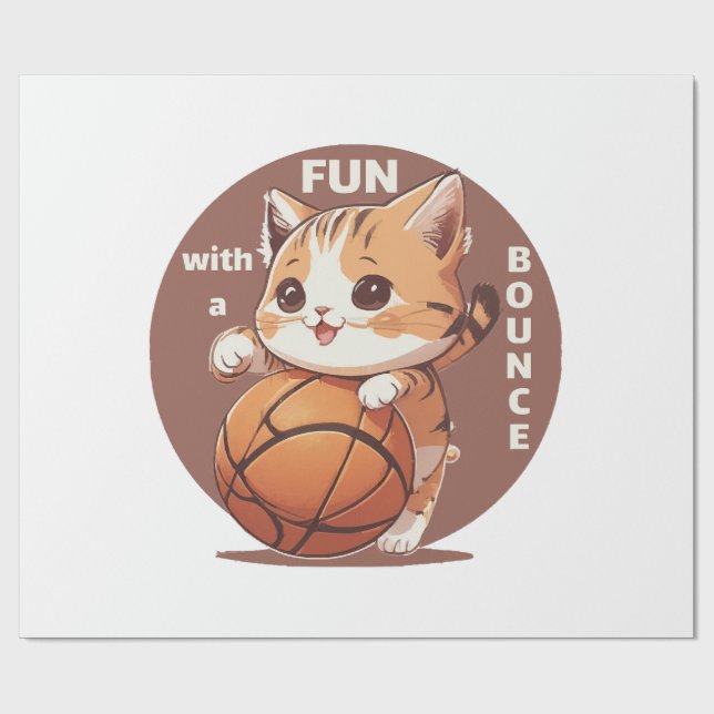 Papel De Regalo baloncesto gatito (Superficie plana)