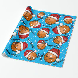 Papel De Regalo Baloncesto navidad de un gorra de Santa que lleva