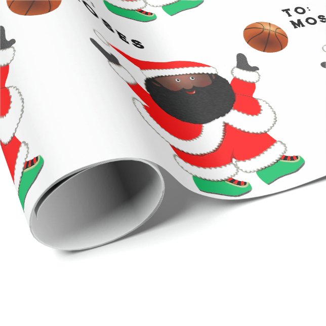 Papel De Regalo baloncesto personalizado de Navidad (Esquina del rollo)