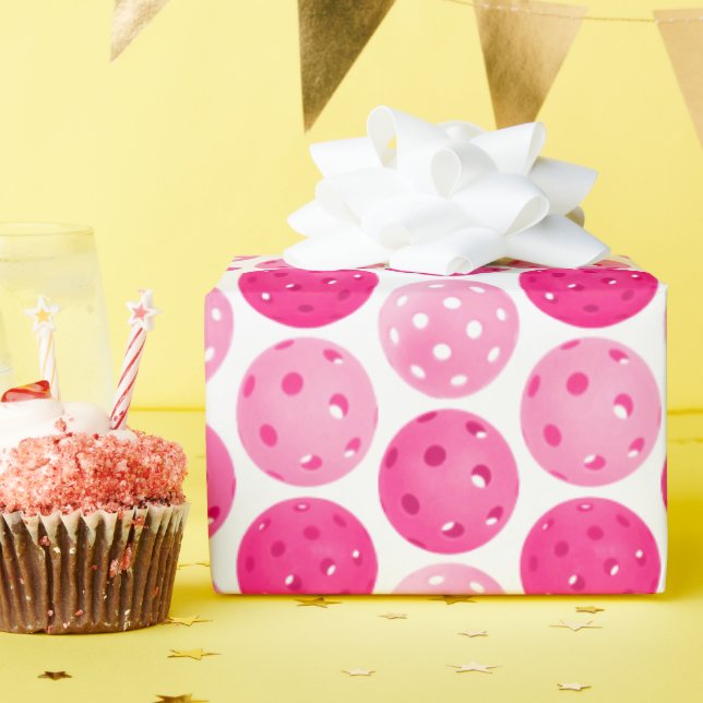 Papel De Regalo Baloncesto rosa y bolas blancas personalizadas (Fiesta de cumpleaños )