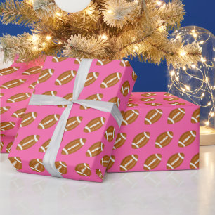 Papel De Regalo Balones de Fútbol Americano sobre Rosa