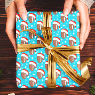 Papel De Regalo Balones de fútbol Gorro de Santa & Copos de nieve 