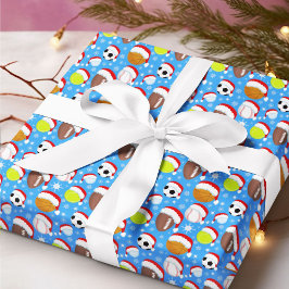 Papel De Regalo Balones Deportivos con Sombrero de Santa Navidad A