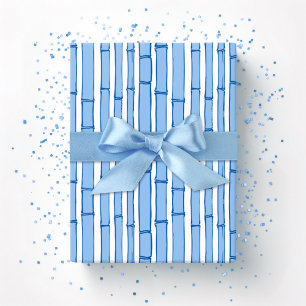 Papel De Regalo Bambooey Raya de Bambú en Porcelana Azul