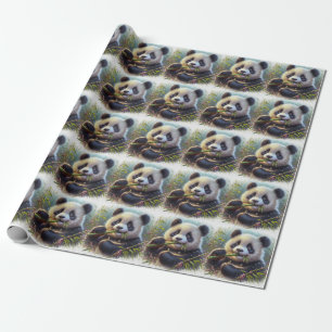 Papel De Regalo Bambú de oso panda adorable
