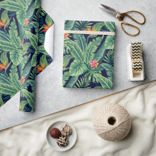 Papel De Regalo Banana tropical Monstera Palm Leaves & Flores