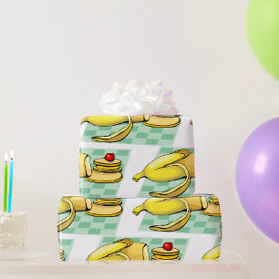 Papel De Regalo Banana y crepes Desayuno Divertido Comida