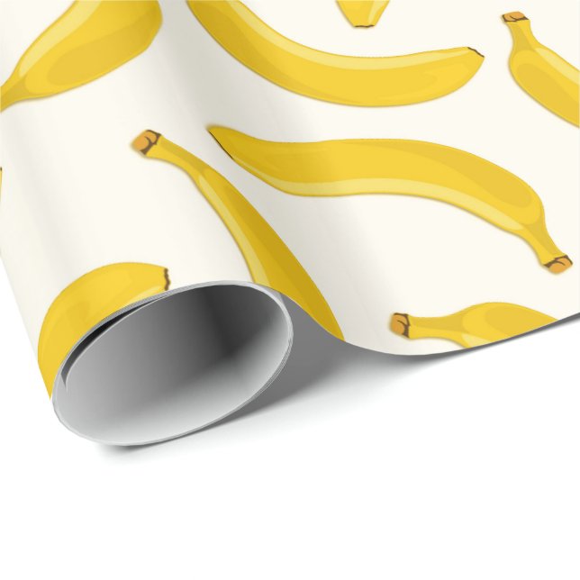Papel De Regalo Bananas Impresión de frutas tropicales, amarillo y (Esquina del rollo)