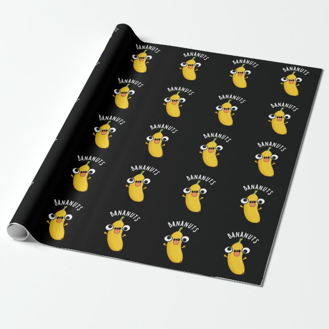 Papel De Regalo Bananus Graciosa Loca Fruta Bananera Pun Dark BG (Desenrollado)