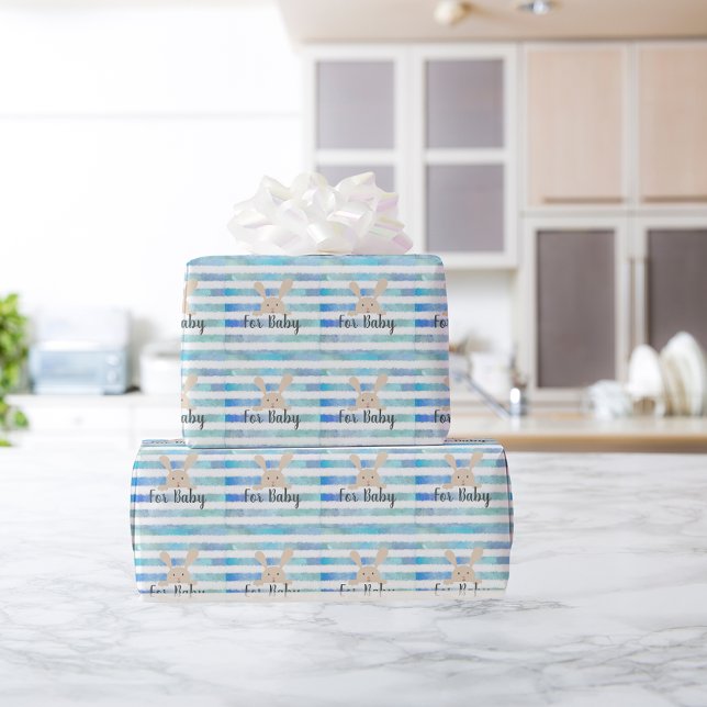 Papel De Regalo Banda azul de agua Bunny para bebé (Subido por el creador)
