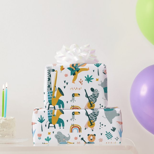 Papel De Regalo Banda de animales personalizados (Regalos de fiesta)