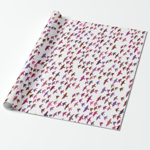 Papel De Regalo Banda de aves en rosa y púrpura